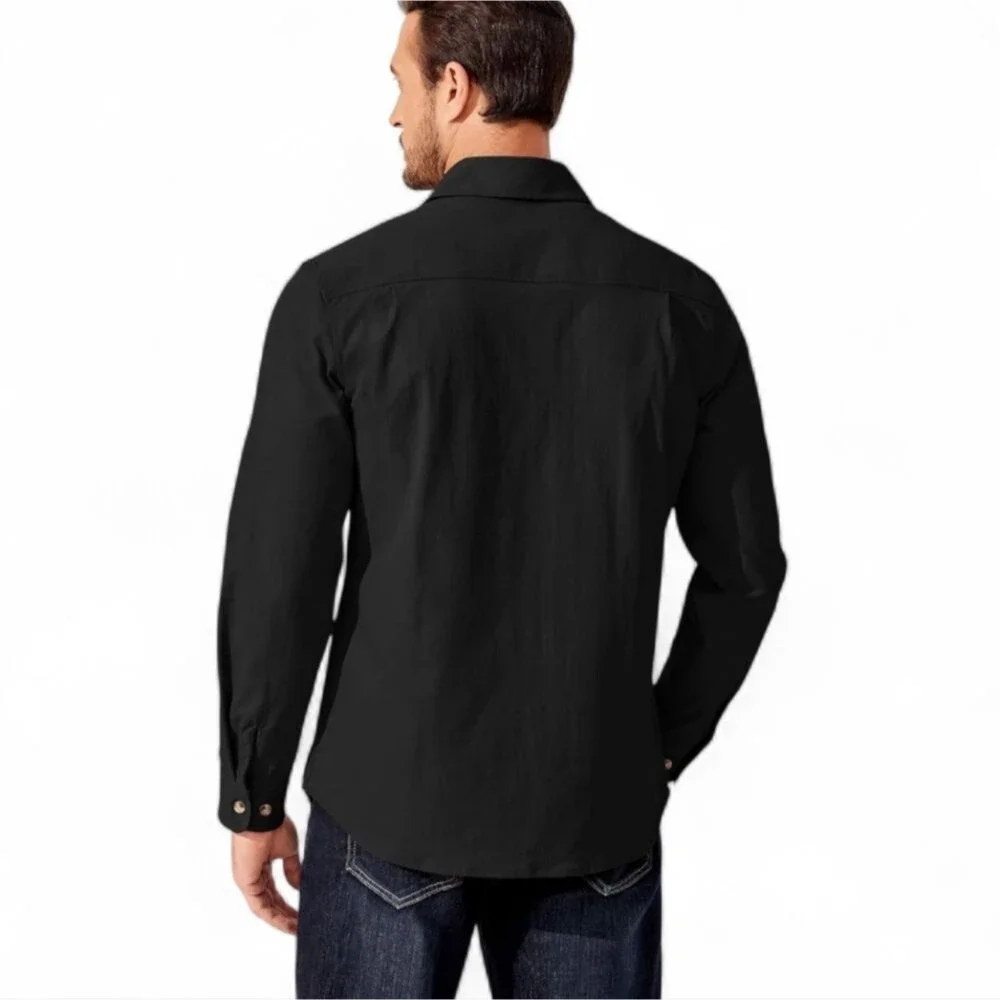 Coofandy Men's Black Lightweight Shirt Jacket with Chest Pockets - NWT